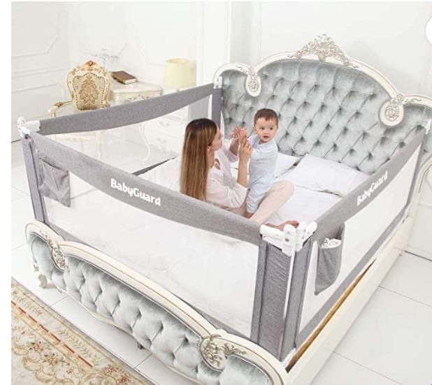 lot 54432 image: BabyGuard Bed Rails for Toddlers - Extra Long and Tall Specially Designed for Twin, Full, Queen, King & California King Bed Mattress (2 Sides)