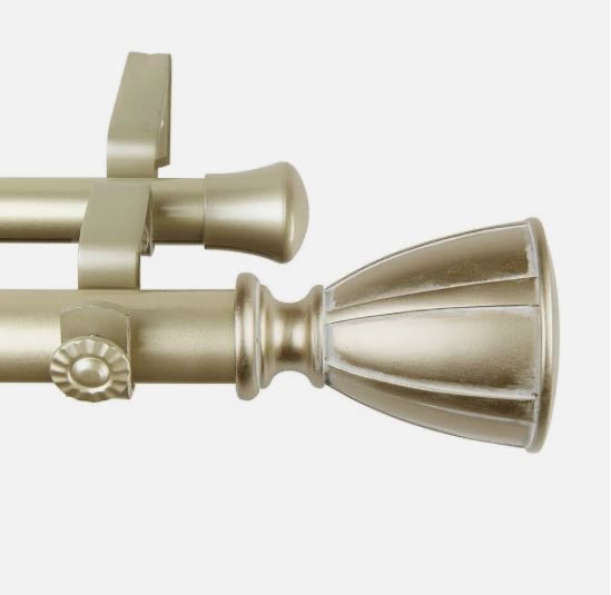lot 54321 image: Deco Window Double expandable Drapery, rod, 1 inch diameter Brass