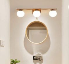lot 54354 image: YHTlaeh New Bathroom Vanity Light 3 Lights Fixtures Brushed Brass Milk White Globe Glass Shade Modern Wall Bar Sconce Over Mirror (Exclude G9 Bulb)(Retail $99.85)