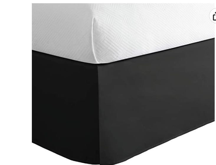 lot 53716 image: Classic Tailored Bed Skirt Dust Ruffle, Cotton Blend Design, 14 Drop Length, Twin XL, Black