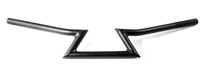 lot 28769 image: Krator Motorcycle 78 Inch Handlebars Zed Bar Black Compatible with Cafe Racers Cruisers Harleys Kawasaki KX 60 65 80 85 100 125 250 400 500 (Retail $39.99)
