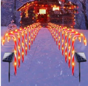 lot 54600 image: Solar Christmas Candy Cane Lights, Christmas Outdoor Decorations for Yard, Waterproof for Christmas Party Patio Garden Decoration