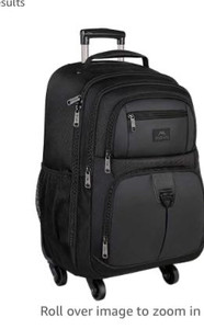 lot 54601 image: MATEIN Rolling Backpack with 4 Wheels, 17 inch Travel Laptop Backpack for Women Men, Large Wheeled Backpacks Water Resistant Business Carry on Bag Airline Approved, School Luggage Suitcase Bag, Black (Retail $89.99)