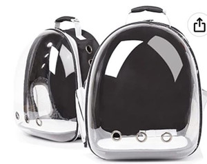 lot 54602 image: LETIAN Cat Backpack Small Dog Backpack Carrier, Pet Carrier Bubble Bag, Space Capsule Pet Carrier Dog Hiking Backpack Airline Approved Travel Carrier D (Retail $85.99)