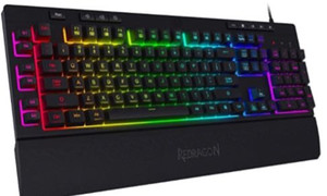 lot 54603 image: Redragon K512RGB Shiva RGB Backlit Membrane Gaming Keyboard with Multimedia Keys, Linear Mechanical-Feel Switch, 6 Extra On-Board Macro Keys, Dedicated Media Control (Retail $36.99)