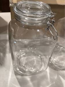 lot 54605 image: Clear Glass Flip-top Lock Tight Storage Jar (set of 2)