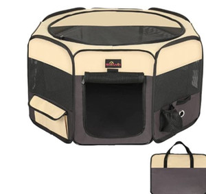 lot 54611 image: Aivituvin Portable Pet Playpen, 29 Foldable Dog Playpen for Dogie Kitten Rabbit, Exercise Playpen Tent Indoor Outdoor Use with Carrying Case, Water-Resistant and Removable Shade Cover (Retail $31.99)