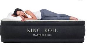 lot 54621 image: King Koil Luxury Air Mattress Queen with Built-in Pump for Home, Camping & Guests - 20�� Queen Size Inflatable Airbed Luxury Double High Adjustable Blow Up Mattress, Durable Portable Waterproof (Retail $149.95)