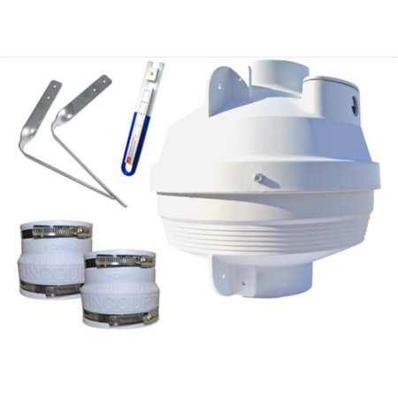 lot 5025 image: Suncourt Exhaust Fans Radon Mitigation Fan Kit 4 in. Fan with 4 in. to 4 in. Couplers and Air Pressure Indicator RDK04