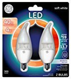 lot 5178 image: (4) GE LED 40 Watt Equivalent CA11 Soft White Candelabra Base Dimmable Clear Finish LED Lightbulb