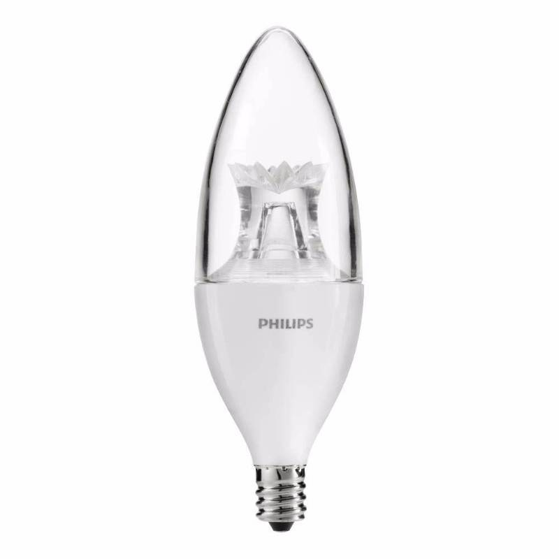 lot 5179 image: (5) Philips Lightbulbs 60W Equivalent Soft White B12 Dimmable Blunt Tip Candle with Warm Glow Light Effect LED Light Bulb 458687