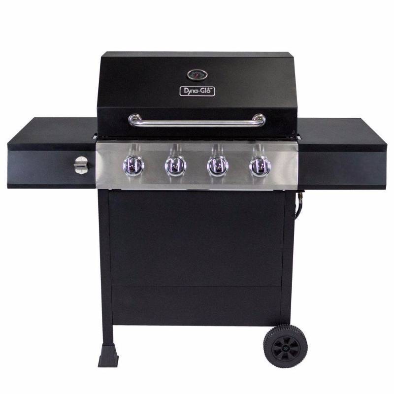 lot 5181 image: 4-Burner Open Cart LP Gas Grill in Black