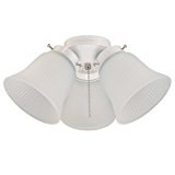 lot 5201 image: Westinghouse 7781400 Three-Light Cluster 3-Inch Fitter Ceiling Fan Kit, White with Frosted Ribbed Glass Shades