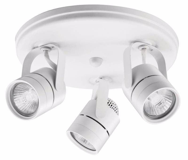 lot 6843 image: Lithonia Lighting LTKMSBK MR16GU10 3RM4 3 Light Round Track Kit with Pre-Install, Matte White