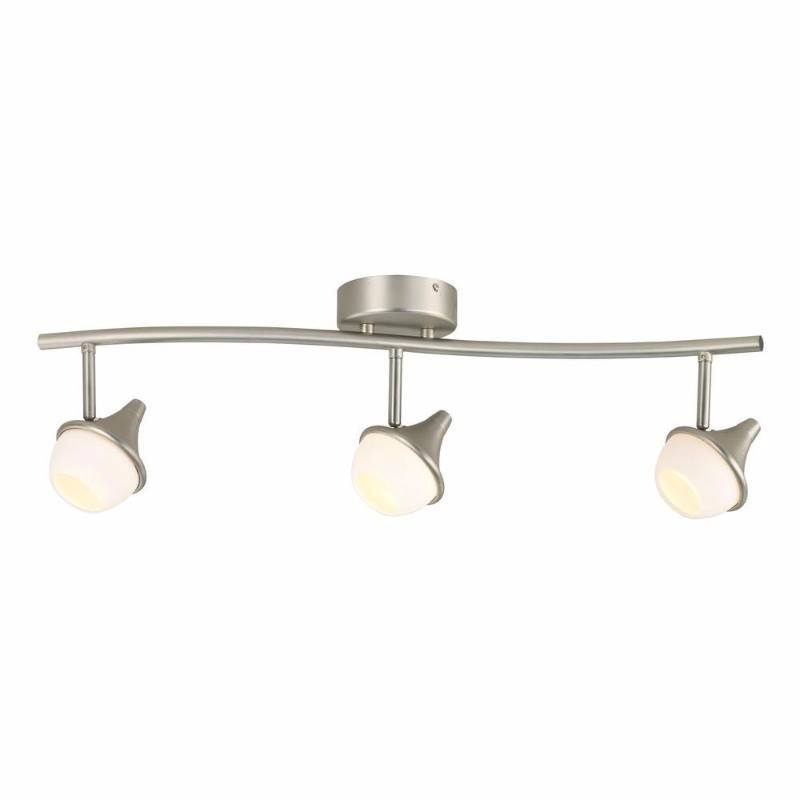 lot 6862 image: 3-Light LED White Glass Shade Directional Track Lighting Fixture