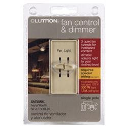 lot 6875 image: (5) Lutron Electronics S2-LFSQH-IV Single Pole Quiet Light and Fan Control, 1.5-Amp, Ivory