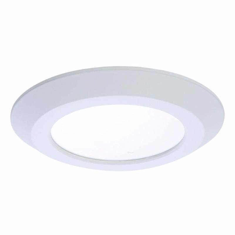 lot 6925 image: Halo 5 in. and 6 in. Matte White Recessed LED Surface Disk Light 90 CRI 4000K