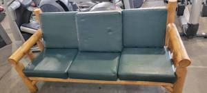 lot 3648 image: 72In Rustic Log Sofa W Removable Cushions