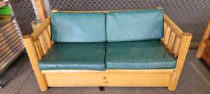 lot 3647 image: 62in Rustic Log Sleeper Sofa