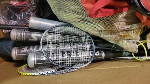 lot 2777 image: Pallet of Outdoor Activity Items - Baseball Bats, Canopies, Snowboard  Ski Boot Bindings, and More