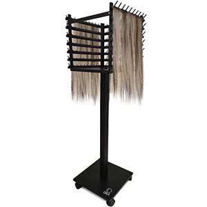 lot 1258 image: ORA SHOP Braiding Hair Rack, Hair Extension Holder, Hair Braiding Tools, Hair Product Organizer, Wooden 3-Sided Rack Stand with Large Capacity (210 pegs)