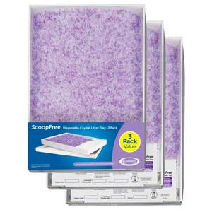 lot 6529 image: PetSafe ScoopFree Complete Replacement Lavender Scented Crystal Litter Tray 3-Pack Easy Cleanup with Disposable Tray Includes Leak Protection and Low Tracking Litter