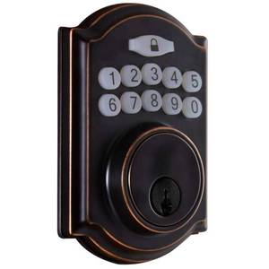 lot 1218 image: Defiant Castle Aged Bronze Single Cylinder Electronic Keypad Deadbolt