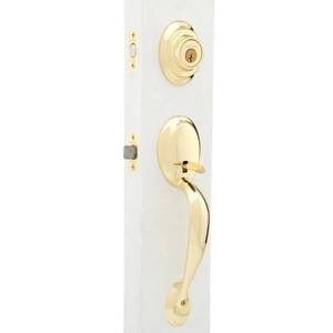 lot 3365 image: Kwikset 96870-091 Dakota Single Cylinder Handleset wTylo Knob featuring SmartKey in Polished Brass (B00408DRWQ)