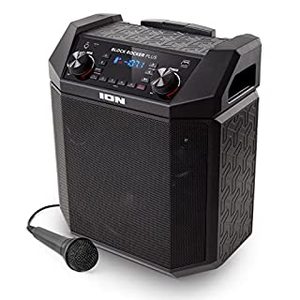 lot 1271 image: ION Audio Block Rocker Plus - Portable Bluetooth Speaker 100W WBattery, Karaoke Microphone, AM FM Radio, Wheels & Telescopic Handle and USB Charging, Black (B07C32XSH1)