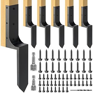 lot 1283 image: Epcee Heavy Duty Steel 4x4 (Actual 3.6x3.6) Fence Post Repair Kit, Fence Post Anchor Ground Spike, for Wooden Fence Post Repair and Wooden Fence Base Construction (4 PackBlack��