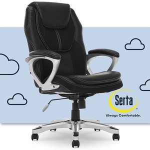 lot 1284 image: Serta - Amplify Work or Play Ergonomic High-Back Faux Leather Swivel Executive Chair with Mesh Accents - Black