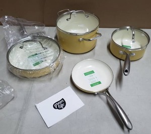 lot 2379 image: GreenLife 7 Piece Pan Set, Yellow