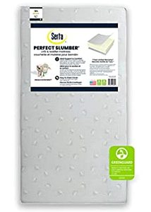 lot 5873 image: Serta Perfect Slumber Dual Sided Crib and Toddler Mattress - Waterproof - Hypoallergenic - Premium Sustainably Sourced Fiber Core -GREENGUARD Gold Certified (Non-Toxic) -7 Year Warranty - Made in USA (B08KRD7LNX)