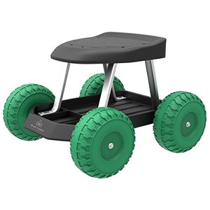 lot 6548 image: Garden Cart Rolling Stool with Wheels, Seat, and Tool Tray for Weeding, Planting, or Lawn Care �� Gardening Accessories and Supplies by Pure Garden