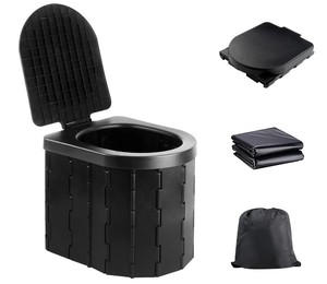 lot 1237 image: 2pk Zinyeme Portable Foldable Travel Toilet With Bags