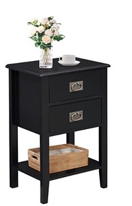 lot 5863 image: Vecelo 2 Drawer Black Nightstand 24 x 24 KHD- HDNS14-BLK-A2&nbsp(stock photo approximate)