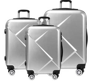 lot 6534 image: Tiktun Luggage Sets,PCABS Hardshell Lightweight Durable Spinner Wheels Suitcase, Silver, 3-Piece (202428)