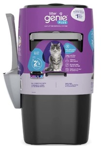 lot 6538 image: Litter Genie Pail - Silver Ultimate Cat Litter Disposal System, Locks Away Odors