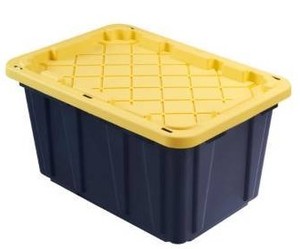 lot 1233 image: HDX 38 Gal. Tough Storage Bin in Black, Black  Yellow