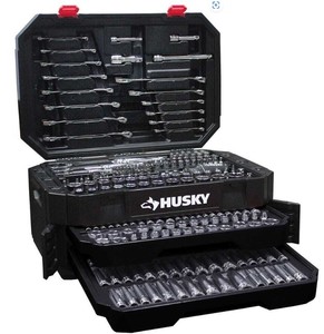 lot 6510 image: Husky Mechanics Tool Set Combination Wrench Ratchets Socket Extender 290 Piece&nbsp