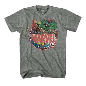 lot 1301 image: Marvel Group Shot Gray Short Sleeve Graphic T-Shirt - 2XL