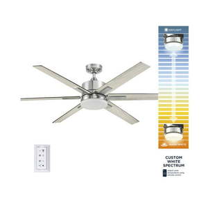 lot 1310 image: Harbor Breeze Cumberland 62-in Brushed Nickel Color-changing Indoor Ceiling Fan with Light Remote (6-Blade)