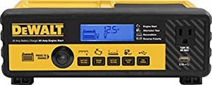 lot 1317 image: DEWALT DXAEC801B 30 Amp Bench Battery Charger 80 Amp Engine Start, 2 Amp Maintainer, 120V AC Outlet, 3.1A USB Port, Battery Clamps (B08DQLR3J6)