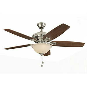 lot 3453 image: harbor breeze coastal creek 52-in brushed nickel downrod or close mount indoor ceiling fan with light kit