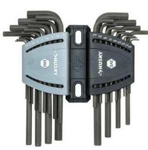 lot 1315 image: Husky Hex Key Set Allen Wrench Long Arm SAE Metric Alloy Steel 26 Piece Tool Set