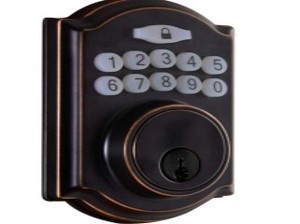 lot 1270 image: Defiant Castle Aged Bronze Single Cylinder Electronic Keypad Deadbolt