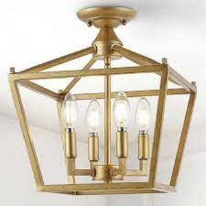 lot 1276 image: 4 Light Bronze Hanging Chandelier