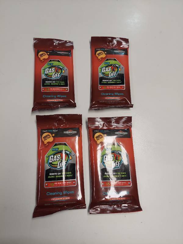 lot 16169 image: (4) Briggs & Stratton Gas Off Hand Cleaner Wipes - 15 Wipe Pack