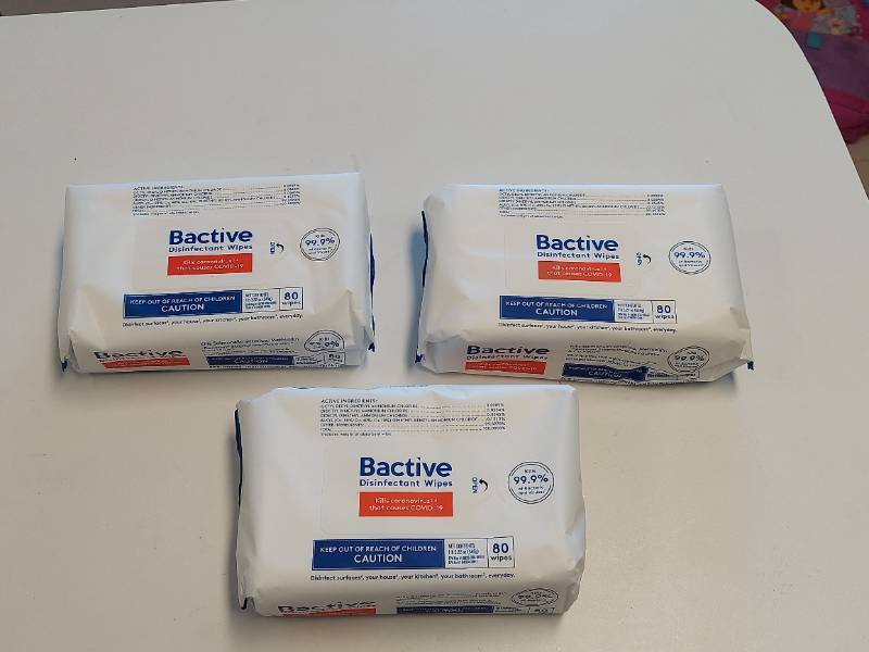 lot 16185 image: (3) Bactive Disinfecting Wipes - 80 Count