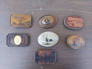 lot 6005 image: 7 belt buckles with leather